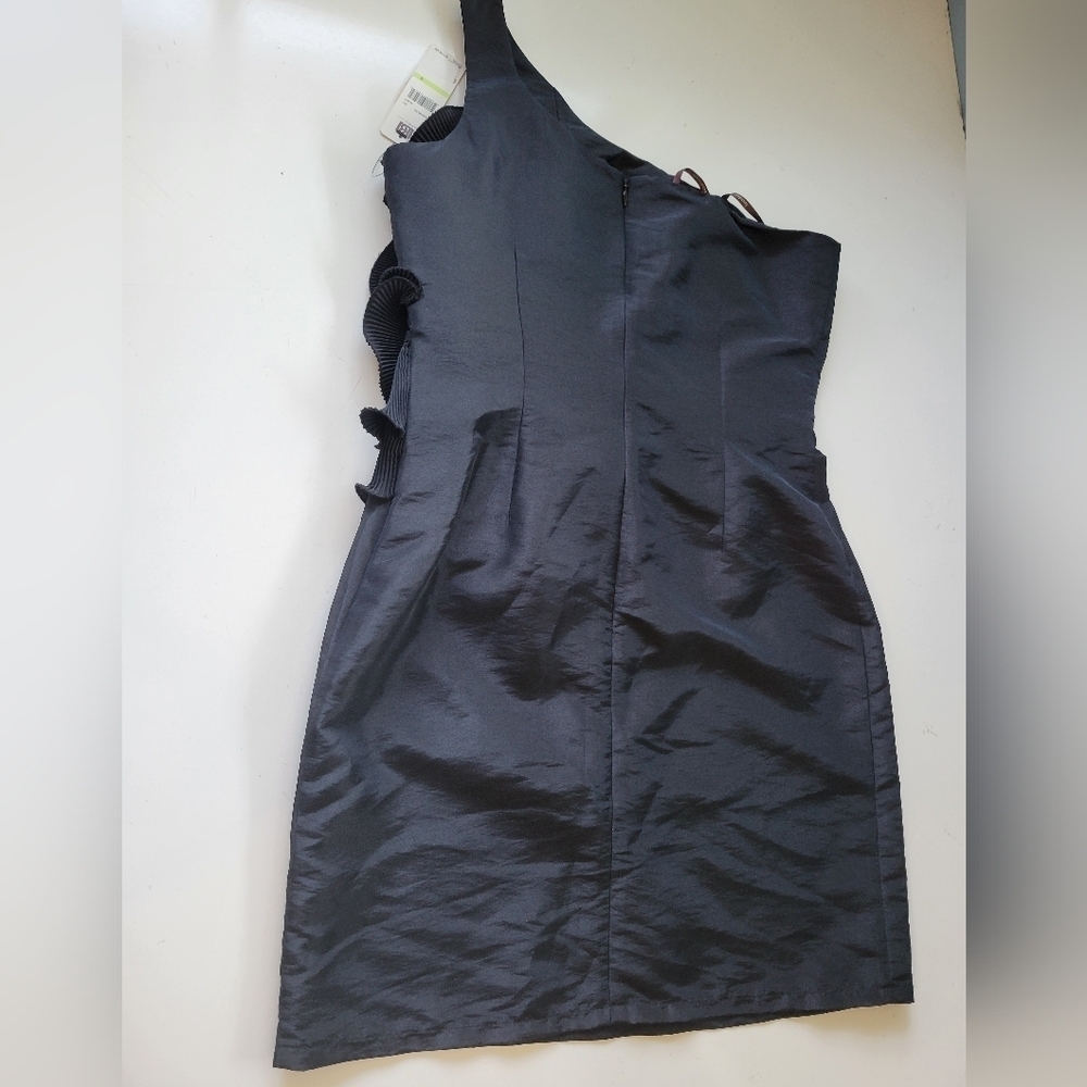 Laundry By Design Rosette One Shoulder Little Black Dress 4 Nwt - Picture 4 of 14